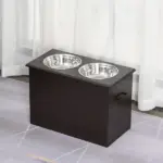 Raised Dog Feeding Station with 2 Stainless Steel Bowls Storage Large Pets Dark Brown - Image 10