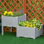 Outsunny Raised Garden Bed 2-Piece Gray with Legs Self-Watering for Growing Herbs Vegetables - Image 2