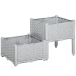 Outsunny Raised Garden Bed 2-Piece Gray with Legs Self-Watering for Growing Herbs Vegetables