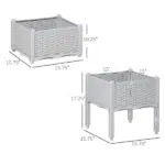 Outsunny Raised Garden Bed 2-Piece Gray with Legs Self-Watering for Growing Herbs Vegetables - Image 3