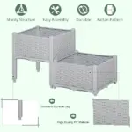 Outsunny Raised Garden Bed 2-Piece Gray with Legs Self-Watering for Growing Herbs Vegetables - Image 4