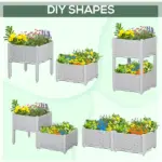 Outsunny Raised Garden Bed 2-Piece Gray with Legs Self-Watering for Growing Herbs Vegetables - Image 5