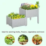 Outsunny Raised Garden Bed 2-Piece Gray with Legs Self-Watering for Growing Herbs Vegetables - Image 7