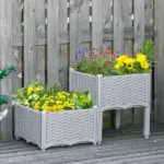 Outsunny Raised Garden Bed 2-Piece Gray with Legs Self-Watering for Growing Herbs Vegetables - Image 10