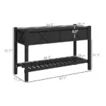 Outsunny Raised Garden Bed, 47 x 22 x 31.5in Elevated Wood Planter Box with Storage Shelf, Drainage Holes and Liner, Black - Image 3