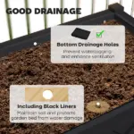 Outsunny Raised Garden Bed, 47 x 22 x 31.5in Elevated Wood Planter Box with Storage Shelf, Drainage Holes and Liner, Black - Image 5