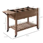 Outsunny Raised Garden Bed 49x21x34 with Grow Grids and Storage Shelf on Wheels Brown - Image 3