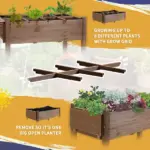 Outsunny Raised Garden Bed 49x21x34 with Grow Grids and Storage Shelf on Wheels Brown - Image 4