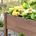 Outsunny Raised Garden Bed 49x21x34 with Grow Grids and Storage Shelf on Wheels Brown - Image 8