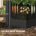 Outsunny Raised Garden Bed Galvanized Planter Box Outdoor with Gloves for Gardening Vegetables, Flower, Herb, 1.4 x 1.4 x 1.5 Ft, Black - Image 4