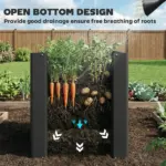 Outsunny Raised Garden Bed Galvanized Planter Box Outdoor with Gloves for Gardening Vegetables, Flower, Herb, 1.4 x 1.4 x 1.5 Ft, Black - Image 5