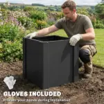 Outsunny Raised Garden Bed Galvanized Planter Box Outdoor with Gloves for Gardening Vegetables, Flower, Herb, 1.4 x 1.4 x 1.5 Ft, Black - Image 7