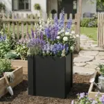 Outsunny Raised Garden Bed Galvanized Planter Box Outdoor with Gloves for Gardening Vegetables, Flower, Herb, 1.4 x 1.4 x 1.5 Ft, Black - Image 8