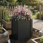 Outsunny Raised Garden Bed Galvanized Planter Box Outdoor with Gloves for Gardening Vegetables, Flower, Herb, 1.4 x 1.4 x 1.5 Ft, Black - Image 10