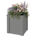 Outsunny Raised Garden Bed Galvanized Planter Box Outdoor with Gloves for Gardening Vegetables, Flower, Herb, 1.4 x 1.4 x 1.5 ft, Gray