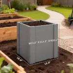 Outsunny Raised Garden Bed Galvanized Planter Box Outdoor with Gloves for Gardening Vegetables, Flower, Herb, 1.4 x 1.4 x 1.5 ft, Gray - Image 3