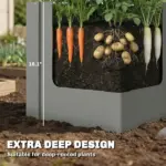 Outsunny Raised Garden Bed Galvanized Planter Box Outdoor with Gloves for Gardening Vegetables, Flower, Herb, 1.4 x 1.4 x 1.5 ft, Gray - Image 4