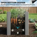 Outsunny Raised Garden Bed Galvanized Planter Box Outdoor with Gloves for Gardening Vegetables, Flower, Herb, 1.4 x 1.4 x 1.5 ft, Gray - Image 5