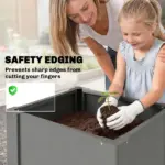 Outsunny Raised Garden Bed Galvanized Planter Box Outdoor with Gloves for Gardening Vegetables, Flower, Herb, 1.4 x 1.4 x 1.5 ft, Gray - Image 6