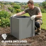 Outsunny Raised Garden Bed Galvanized Planter Box Outdoor with Gloves for Gardening Vegetables, Flower, Herb, 1.4 x 1.4 x 1.5 ft, Gray - Image 7