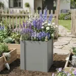 Outsunny Raised Garden Bed Galvanized Planter Box Outdoor with Gloves for Gardening Vegetables, Flower, Herb, 1.4 x 1.4 x 1.5 ft, Gray - Image 8