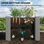 Outsunny Raised Garden Bed Galvanized Planter Box Outdoor with Gloves for Gardening Vegetables, Flower, Herb, 2.6 x 1 x 2 ft, Gray - Image 5