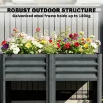 Outsunny Raised Garden Bed Galvanized Steel, Elevated Planter Box with Storage Shelf, Bed Liner, 31.5 Inch High, Dark Gray - Image 5
