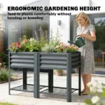 Outsunny Raised Garden Bed Galvanized Steel, Elevated Planter Box with Storage Shelf, Bed Liner, 31.5 Inch High, Dark Gray - Image 6