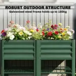 Outsunny Raised Garden Bed Galvanized Steel, Elevated Planter Box with Storage Shelf, Bed Liner, 31.5 Inch High, Green - Image 5