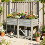 Outsunny Raised Garden Bed Galvanized Steel, Elevated Planter Box with Storage Shelf, Bed Liner, 31.5 Inch High, Silver - Image 2