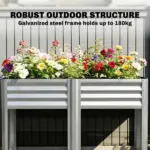Outsunny Raised Garden Bed Galvanized Steel, Elevated Planter Box with Storage Shelf, Bed Liner, 31.5 Inch High, Silver - Image 5