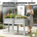 Outsunny Raised Garden Bed Galvanized Steel, Elevated Planter Box with Storage Shelf, Bed Liner, 31.5 Inch High, Silver - Image 6