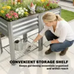 Outsunny Raised Garden Bed Galvanized Steel, Elevated Planter Box with Storage Shelf, Bed Liner, 31.5 Inch High, Silver - Image 7