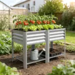 Outsunny Raised Garden Bed Galvanized Steel, Elevated Planter Box with Storage Shelf, Bed Liner, 31.5 Inch High, Silver - Image 10
