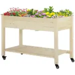 Raised Garden Bed Mobile Elevated Wood Planter Box with Lockable Wheels, Storage Shelf for Herbs and Vegetables Backyard Patio Balcony Zebrano - Image 11