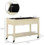 Raised Garden Bed Mobile Elevated Wood Planter Box with Lockable Wheels, Storage Shelf for Herbs and Vegetables Backyard Patio Balcony Zebrano - Image 3