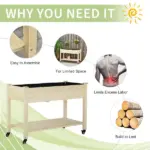 Raised Garden Bed Mobile Elevated Wood Planter Box with Lockable Wheels, Storage Shelf for Herbs and Vegetables Backyard Patio Balcony Zebrano - Image 6