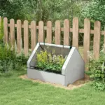 Outsunny Raised Garden Bed, Outdoor Metal Planter Box with Mini Greenhouse, White and Brown - Image 2