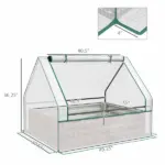 Outsunny Raised Garden Bed, Outdoor Metal Planter Box with Mini Greenhouse, White and Brown - Image 3