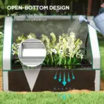 Outsunny Raised Garden Bed, Outdoor Metal Planter Box with Mini Greenhouse, White and Brown - Image 6