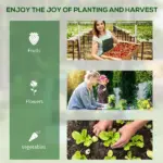 Outsunny Raised Garden Bed, Outdoor Metal Planter Box with Mini Greenhouse, White and Brown - Image 7