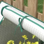Outsunny Raised Garden Bed, Outdoor Metal Planter Box with Mini Greenhouse, White and Brown - Image 9