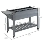 Outsunny Raised Garden Bed Planter Box with 8 Grow Grids, Storage Shelf and Lockable Wheels - Image 3