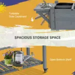 Outsunny Raised Garden Bed Planter Box with 8 Grow Grids, Storage Shelf and Lockable Wheels - Image 7