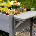 Outsunny Raised Garden Bed Planter Box with 8 Grow Grids, Storage Shelf and Lockable Wheels - Image 9
