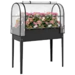 Outsunny 39.4 Inch Raised Garden Bed with Flip Up Greenhouse Cover Black - Image 11