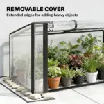 Outsunny 39.4 Inch Raised Garden Bed with Adjustable Flip Up Greenhouse Cover Black - Image 5