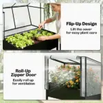 Outsunny 39.4 Inch Raised Garden Bed with Adjustable Flip Up Greenhouse Cover Black - Image 6