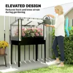 Outsunny 39.4 Inch Raised Garden Bed with Adjustable Flip Up Greenhouse Cover Black - Image 7