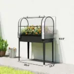 Outsunny 39.4 Inch Raised Garden Bed with Flip Up Greenhouse Cover Black - Image 3